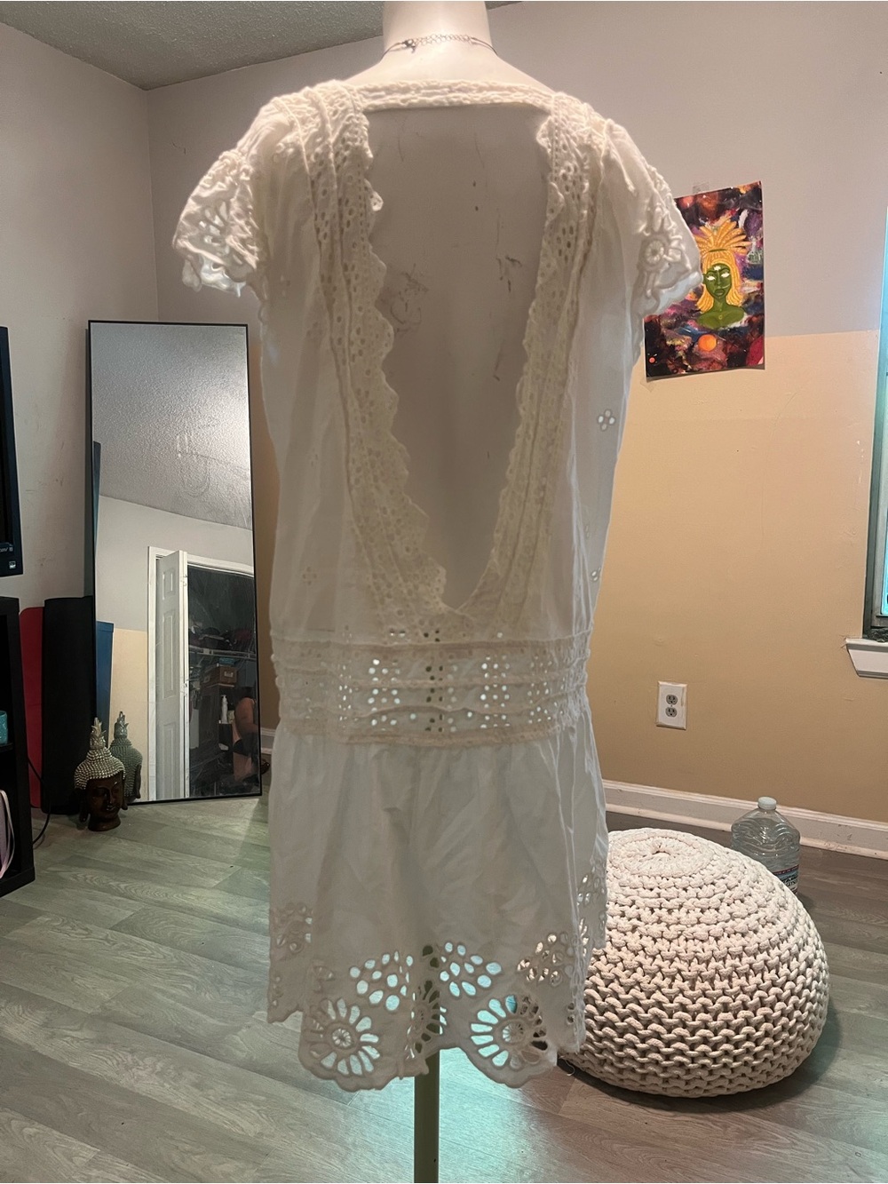 Free People white Lace-Up Backless Eyelet Dress - Picture 2 of 14
